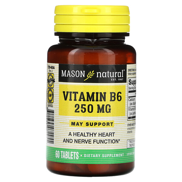 Витамин B6 - 250 мг - 60 таблеток - Mason Natural Mason Natural
