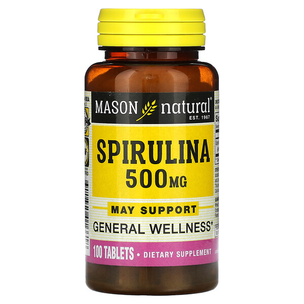 Спирулина - 500 мг - 100 таблеток - Mason Natural Mason Natural