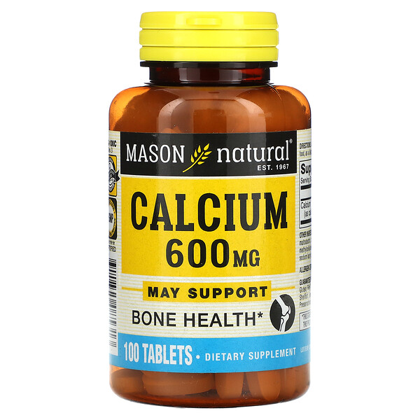 Calcium, 600 mg, 100 Tablets (Таблетки) Mason Natural