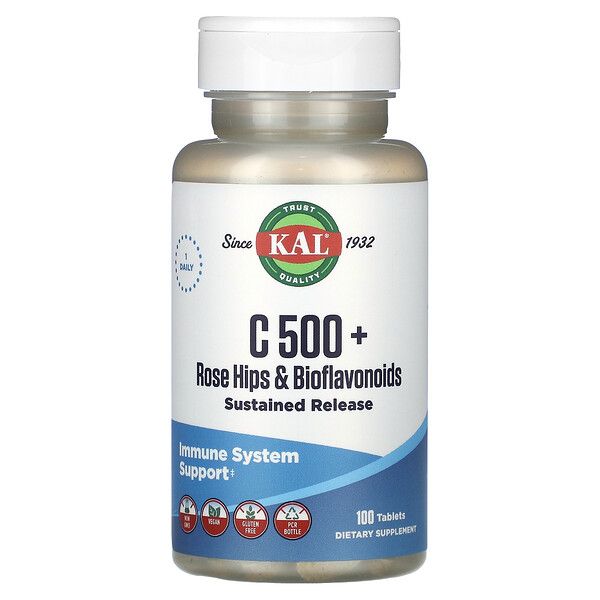 C 500 + шиповник и биофлавоноиды, 100 таблеток KAL