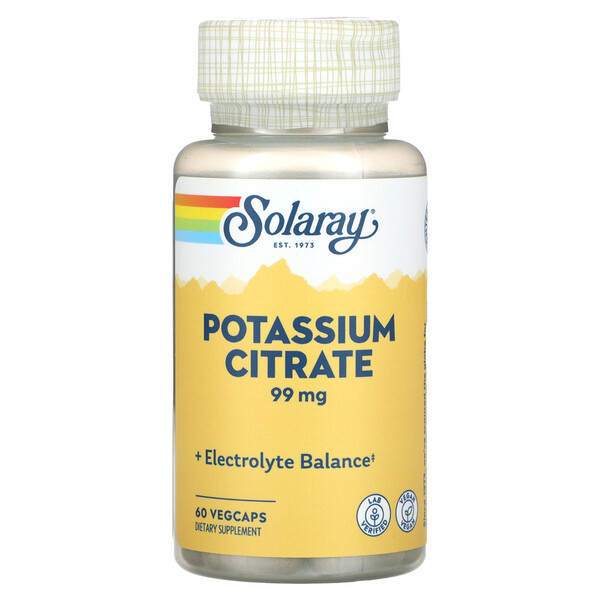 Калий Цитрат - 99 мг - 60 растительных капсул - Solaray Solaray