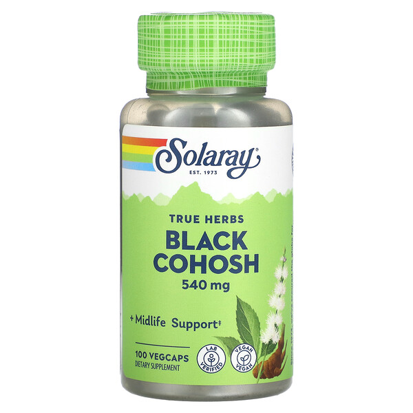 True Herbs, Клопогон черный, 540 мг, 100 растительных капсул Solaray
