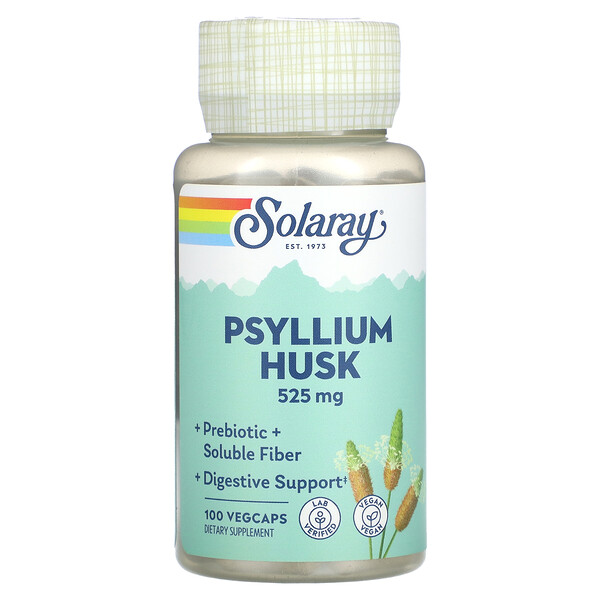 Псиллиум (Скорлупа плодов) - 525 мг - 100 вегетарианских капсул - Solaray Solaray