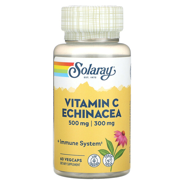 Витамин С, эхинацея, 60 растительных капсул Solaray