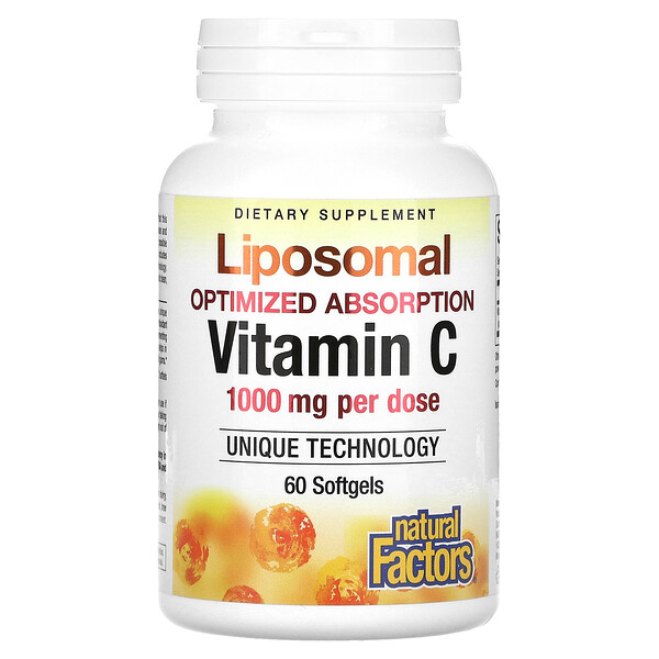 Липосомальный витамин С, 1000 мг, 60 мягких таблеток (500 мг на мягкую таблетку) Natural Factors