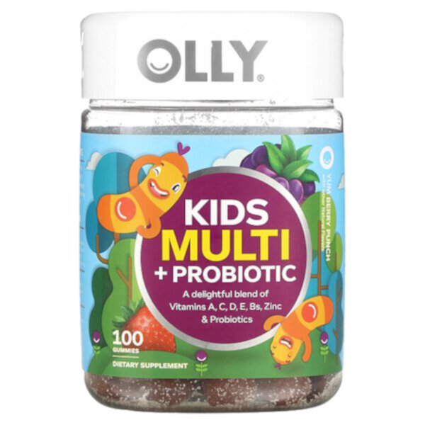 Kids Multi + Probiotic, Yum Berry Punch, 100 Gummies (Жевательные конфеты) OLLY