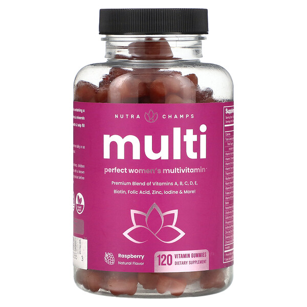 Multi, Perfect Women Multivitamin, малина, 120 жевательных таблеток с витаминами NutraChamps