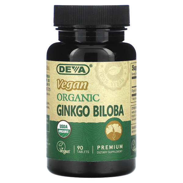 Гинкго Билоба, Веган, Органическая - 90 таблеток - Deva Deva