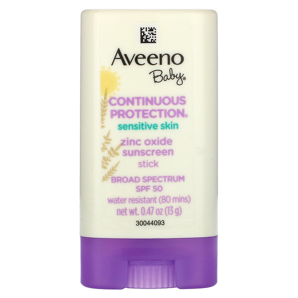 Baby, Zinc Oxide Sunscreen Stick, SPF 50, Fragrance-Free, 0.47 oz (13 g) Aveeno