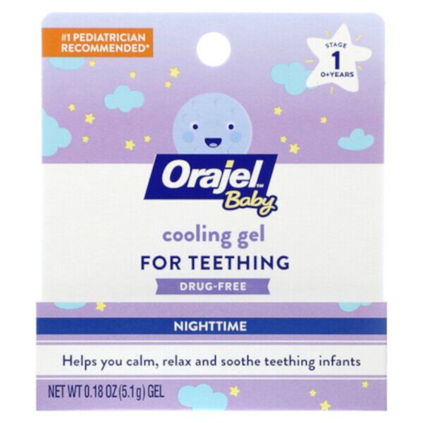 Baby, Охлаждающий гель для прорезывания зубов, на ночь, от 0 лет, 0,18 унции (5,1 г) Orajel