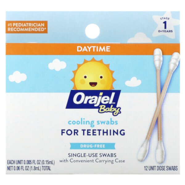 Прорезыватель Orajel Baby Daytime Cooling Swabs, 0+ лет, 12 единиц по 0.005 фл. унций (0.15 мл) Orajel