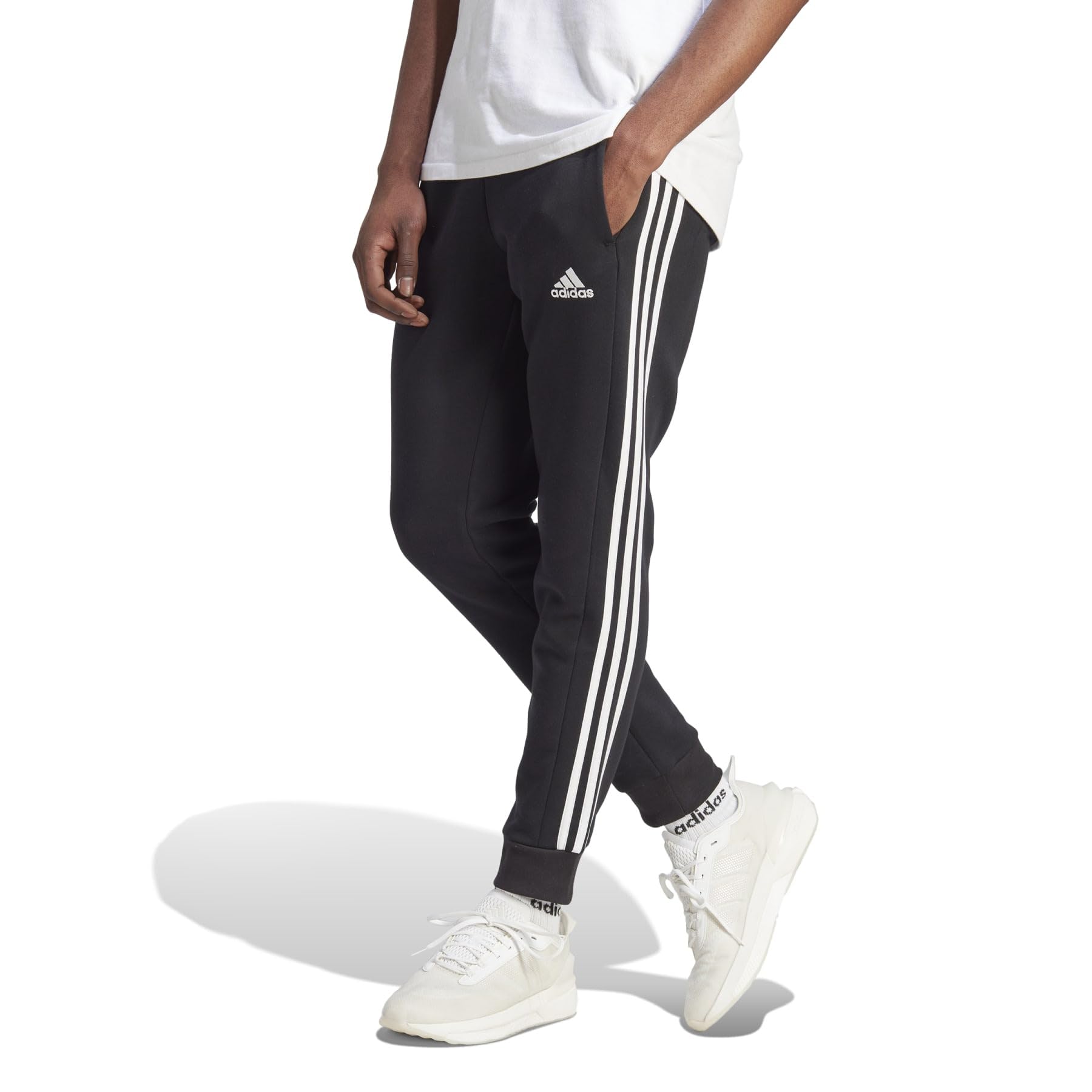 Essentials Fleece Tapered Cuffed 3-Stripes Pants Adidas