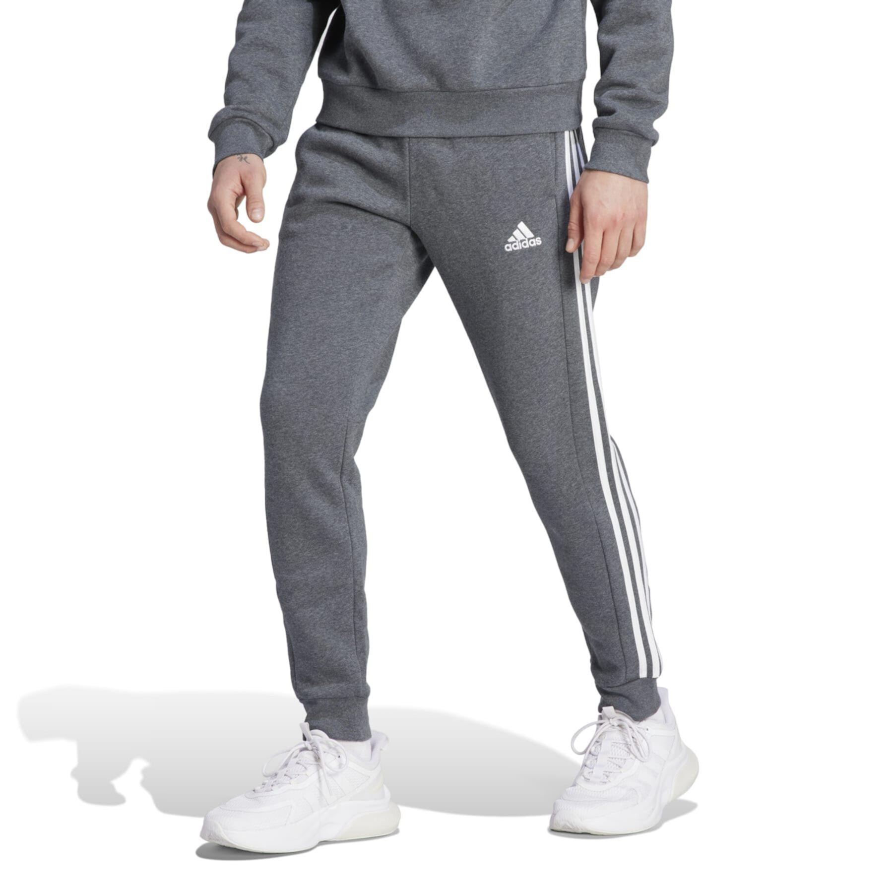 Флисовые брюки Essentials с зауженными манжетами и тремя полосками Adidas