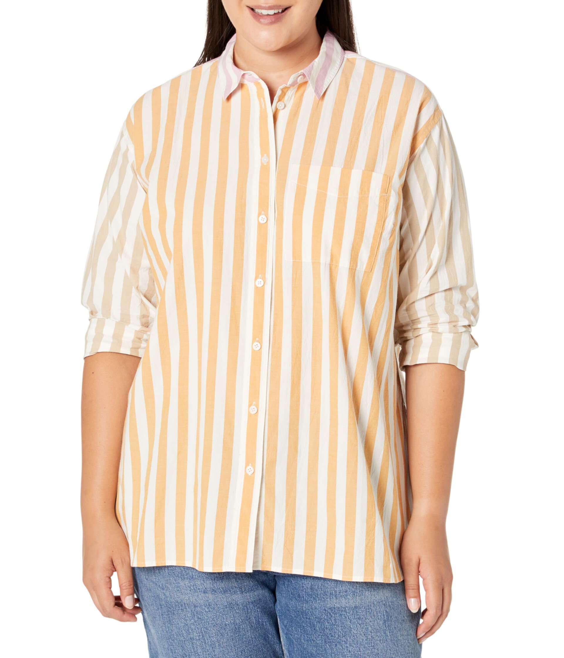 Рубашка оверсайз из поплина The Plus Signature в разноцветные полоски Madewell