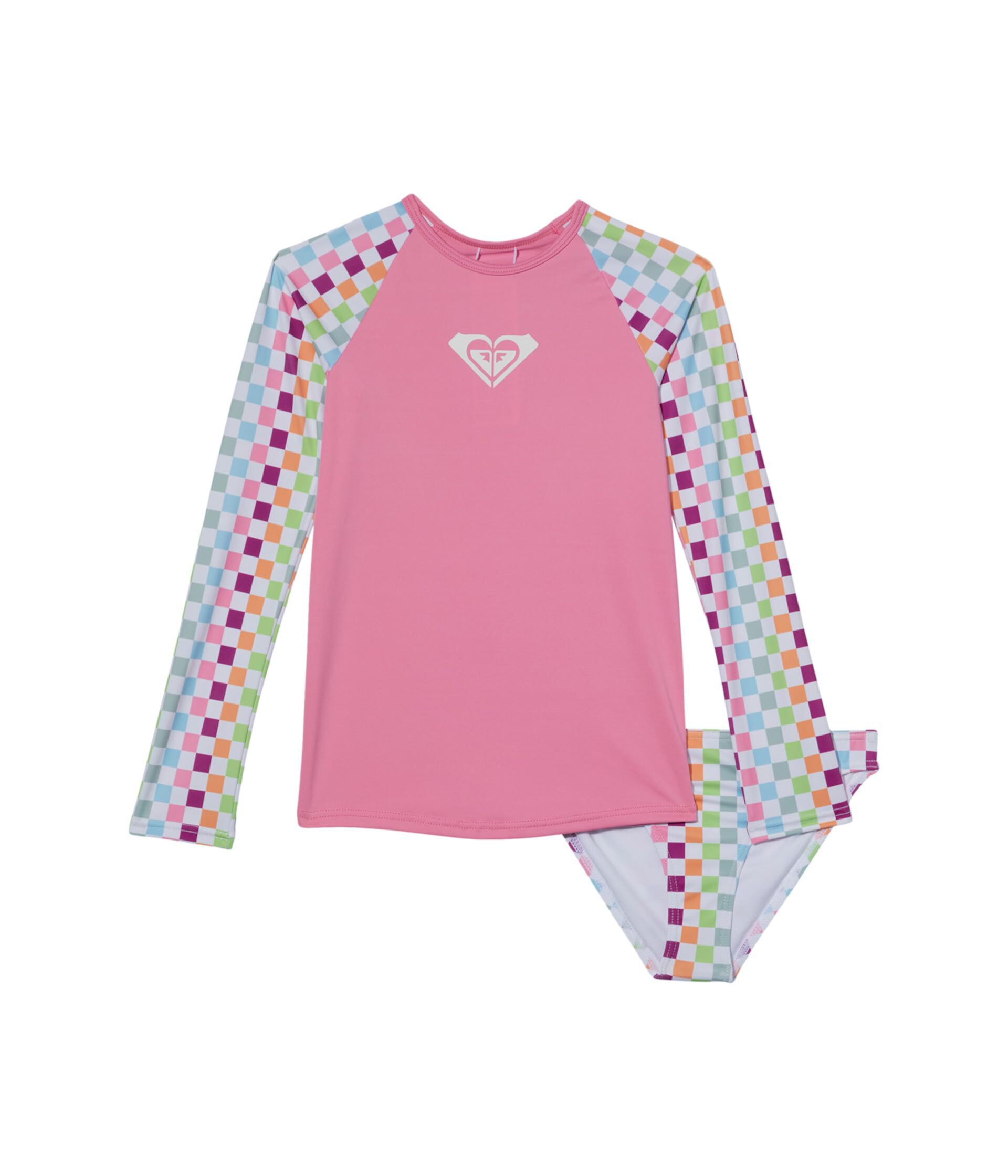 Комплект детских купальников Roxy Kids Rainbow Check с длинным рукавом, УФ-защита 50, из 82% переработанного полиэстера Roxy Kids