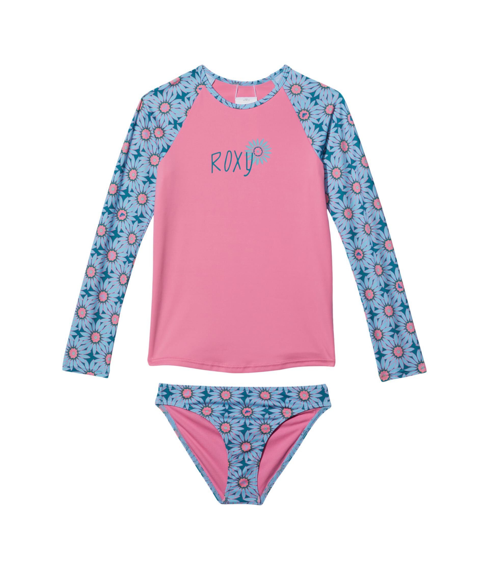 Комплект купальника Roxy Kids Bold Florals с длинным рукавом, защита UPF 50, 82% переработанного полиэстера Roxy Kids