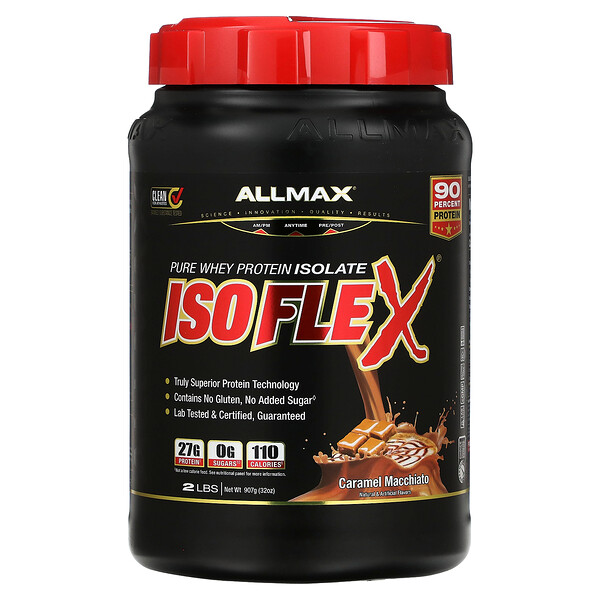 Isoflex, Чистый изолят сывороточного протеина, карамельный макиато, 2 фунта (907 г) ALLMAX