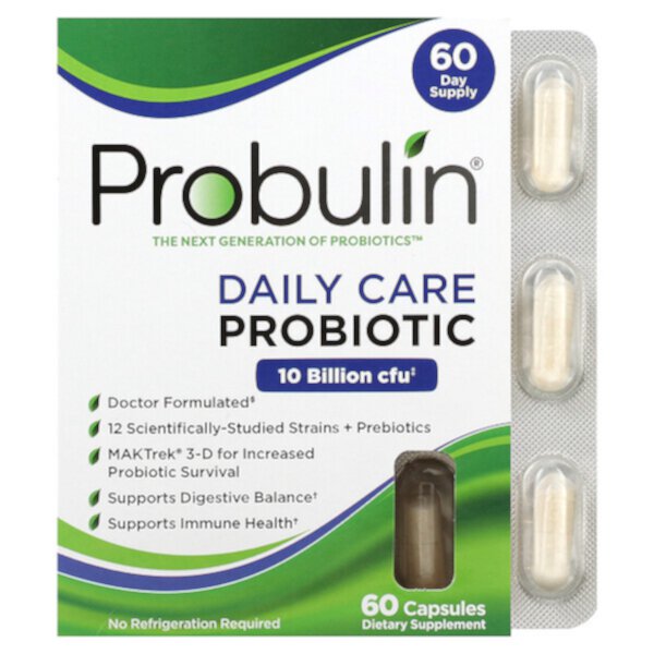 Пробиотик для ежедневного ухода, 10 миллиардов КОЕ, 60 капсул Probulin