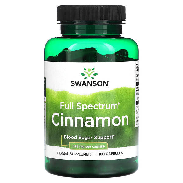 Full Spectrum Cinnamon, 375 mg, 180 Capsules (Капсулы) Swanson