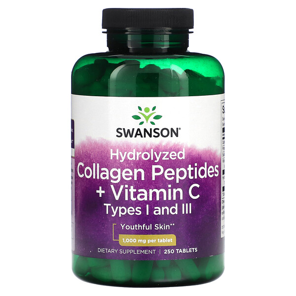 Гидролизованный коллаген + Витамин С - 1000 мг - 250 таблеток - Swanson Swanson