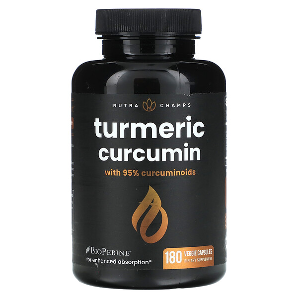 Turmeric Curcumin, 180 Veggie Capsules (Капсулы на растительной основе) NutraChamps