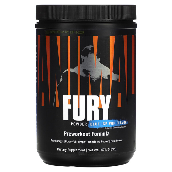 Fury Powder, Blue Ice Pop, 1,07 фунта (483 г) Animal