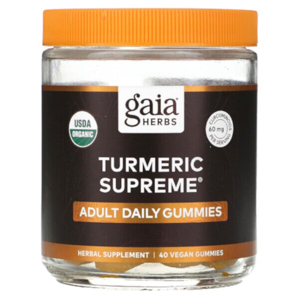 Turmeric Supreme, Ежедневные жевательные конфеты для взрослых, 40 веганских жевательных конфет Gaia Herbs