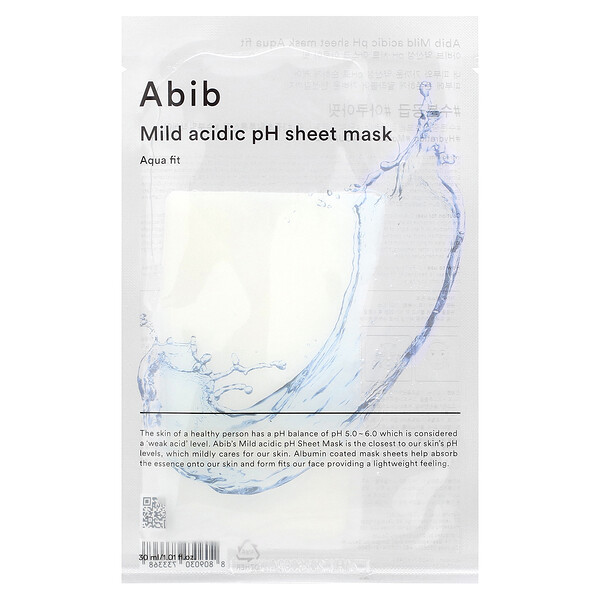 Тканевая маска для красоты с мягким кислотным pH, Aqua Fit, 1 тканевая маска, 1,01 жидкая унция (30 мл) Abib