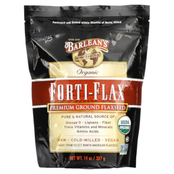 Organic Forti-Flax, молотое льняное семя премиум-класса, 14 унций (397 г) Barlean's