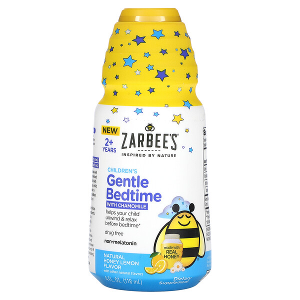 Children's Gentle Bedtime with Chamomile, 2+ Years, Natural Honey Lemon, 4 fl oz (118 ml) Zarbee's