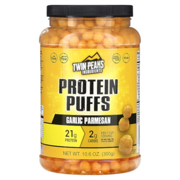 Protein Puffs, Чесночный пармезан, 10,6 унций (300 г) Twin Peaks