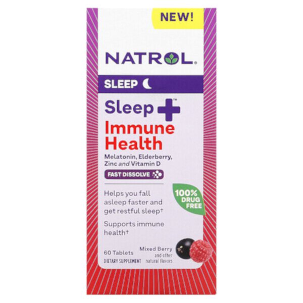 Sleep + Immune Health, Ягодная смесь, 60 таблеток Natrol