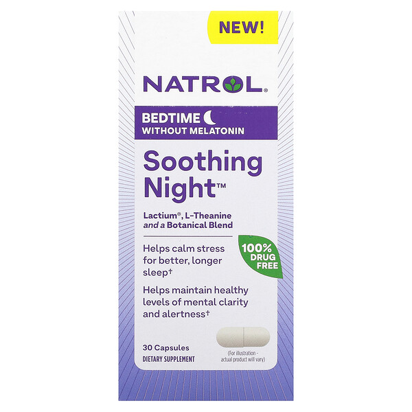 Успокаивающая ночь, перед сном без мелатонина, 30 капсул Natrol