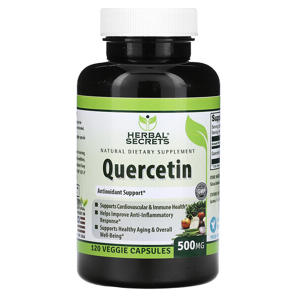 Кверцетин, 500 мг, 120 растительных капсул Herbal Secrets