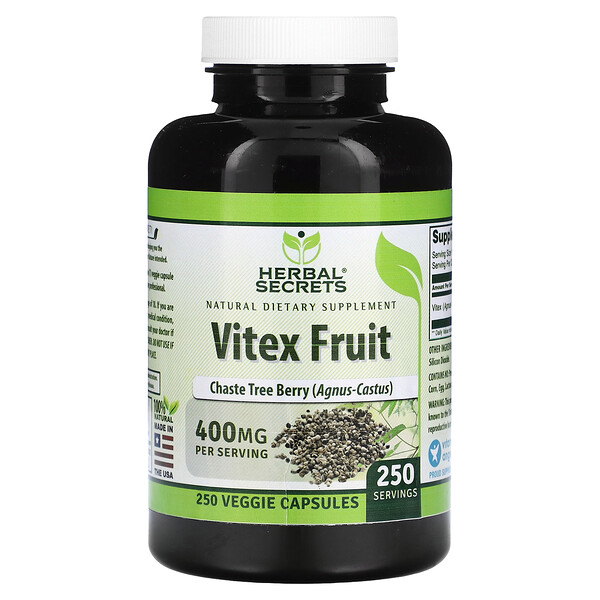 Vitex Fruit, 400 mg, 250 Veggie Capsules (Капсулы на растительной основе) Herbal Secrets