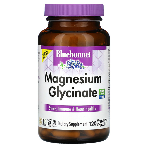 Magnesium Glycinate, 120 Vegetable Capsules (Растительные капсулы) Bluebonnet Nutrition