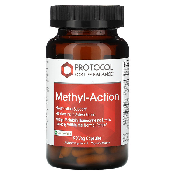 Methyl-Action - Витамин B12 (Кобаламин) - 90 вегетарианских капсул - Protocol for Life Balance Protocol for Life Balance