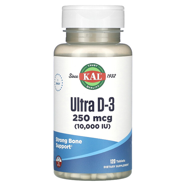 Ультра Д-3, 250 мкг (10 000 МЕ), 120 таблеток KAL