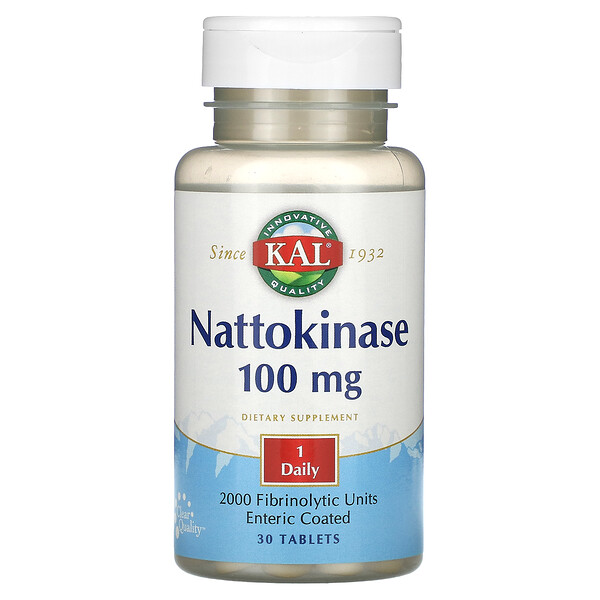 Наттокиназа, 100 мг, 30 таблеток KAL