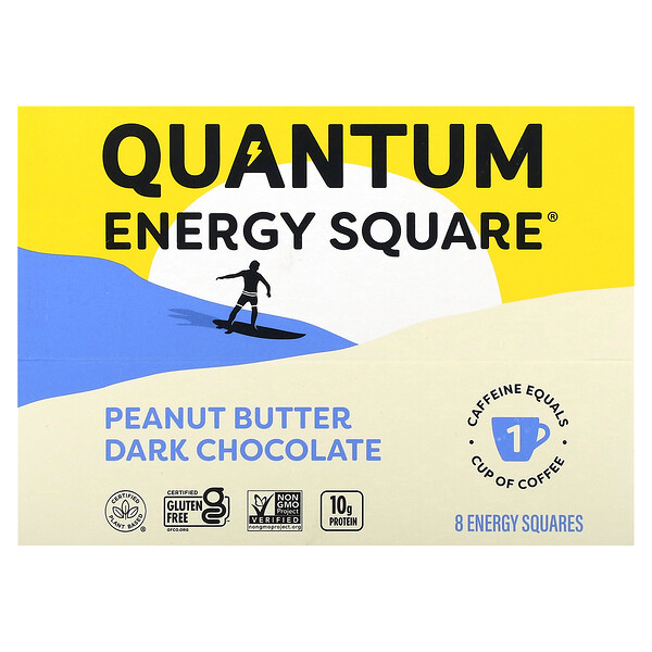 Темный шоколад с арахисовым маслом, 8 квадратов, по 1,69 унции (48 г) каждый QUANTUM ENERGY SQUARE