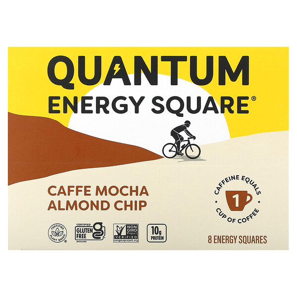 Миндальные чипсы Caffe Mocha, 8 квадратов, по 1,69 унции (48 г) каждый QUANTUM ENERGY SQUARE