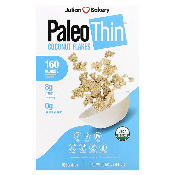 Paleo Thin, Coconut Flakes, 10.58 oz (300 g) Julian Bakery