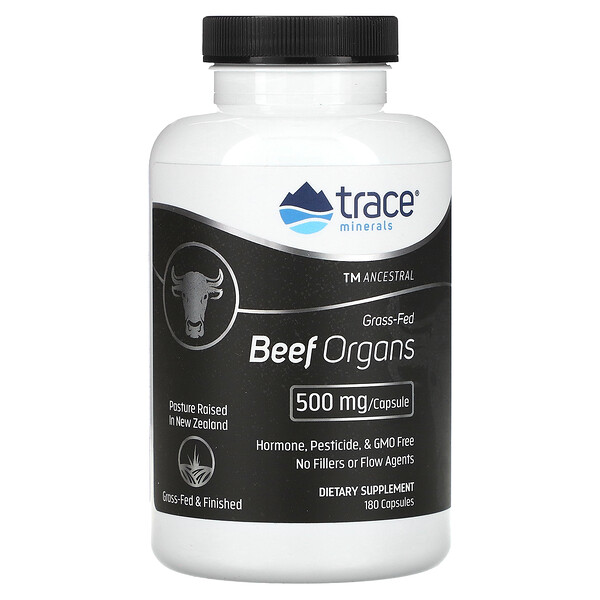 TM Ancestral, Grass-Fed Beef Organs, 500 mg, 180 Capsules (Капсулы) Trace Minerals Research