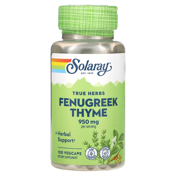 True Herbs, Тимьян пажитник, 950 мг, 100 растительных капсул Solaray
