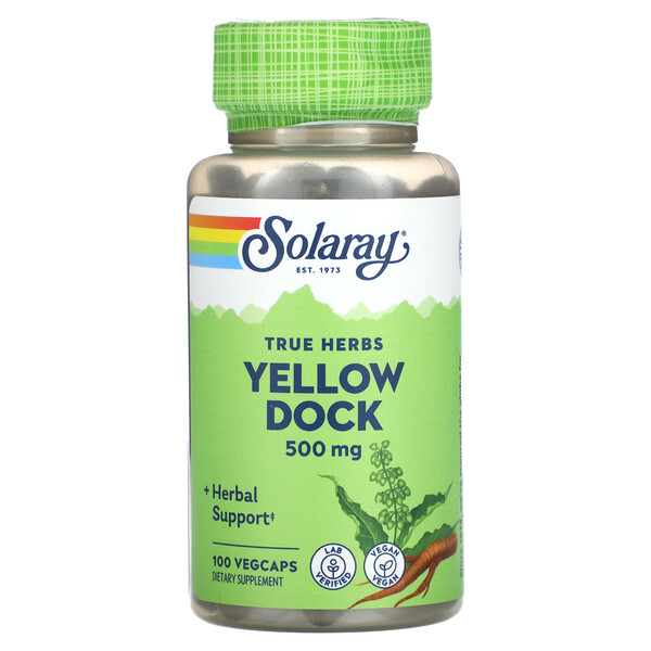 True Herbs, Yellow Dock, 500 mg, 100 VegCaps Solaray