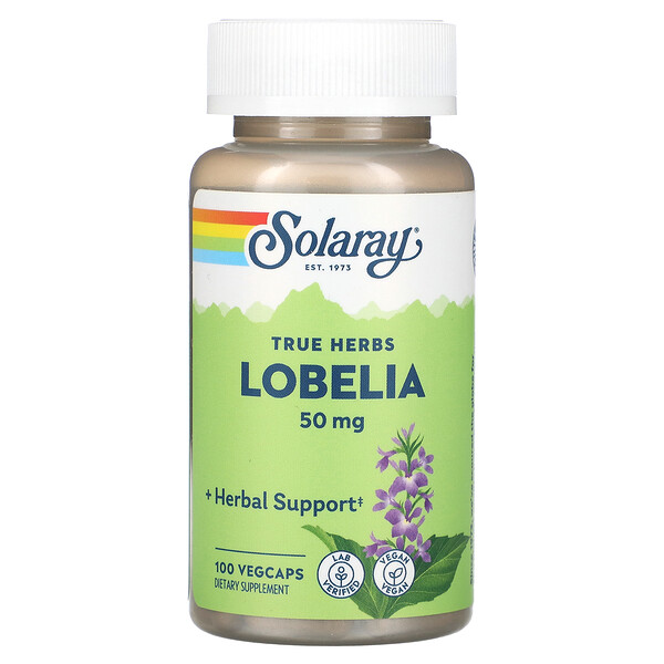 True Herbs Lobelia, 50 mg, 100 VegCaps Solaray