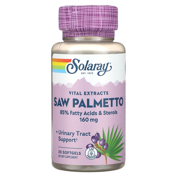 Жизненно важные экстракты пальмы сереноа, 160 мг, 30 мягких таблеток Solaray