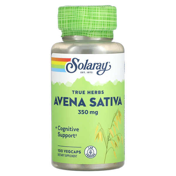 True Herbs, Avena Sativa, 350 мг, 100 растительных капсул Solaray