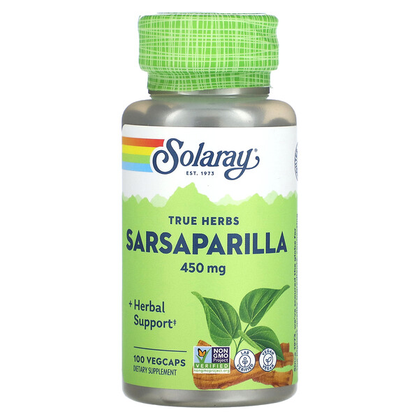 True Herbs, Сарсапарель, 450 мг, 100 растительных капсул Solaray