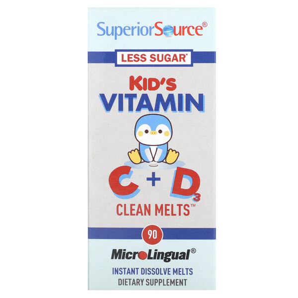 Детский витамин C + D Clean Melts, 90 мгновенно тающих растворов Superior Source